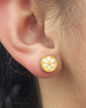 sesame seeds and mustard seed earrings on gold