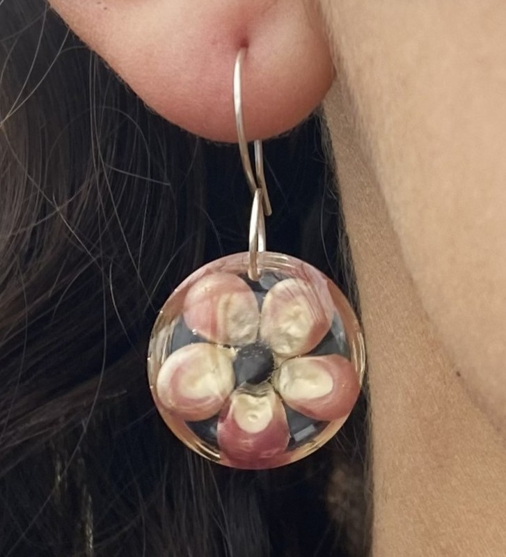 small pink corn popcorn earrings