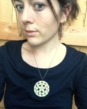 giant pendant necklace white with corn, squash, beans