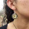 green corn earrings model up green corn and split pea earrings