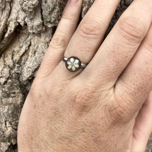 sesame seeds and mustard seed earrings on brown