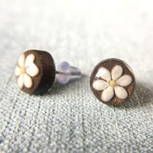 sesame seeds and mustard seed earrings on brown