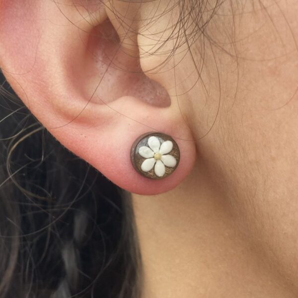 sesame seeds and mustard seed earrings on brown