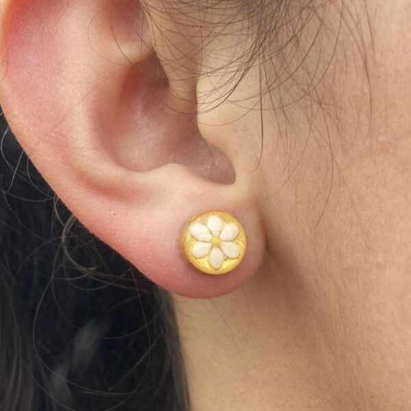 sesame seeds and mustard seed earrings on gold