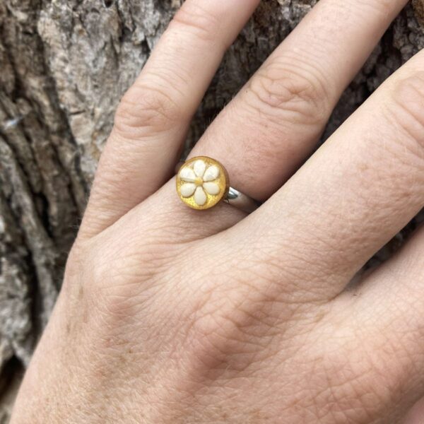 sesame seeds and mustard seed earrings on gold