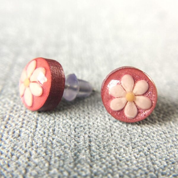 sesame seeds and mustard seed earrings on pink
