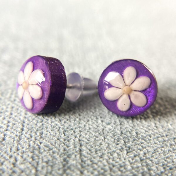sesame seeds and mustard seed earrings on purple