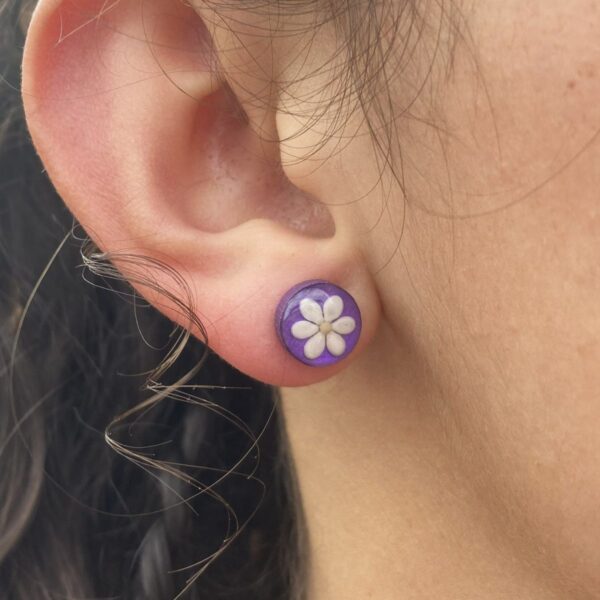 sesame seeds and mustard seed earrings on purple