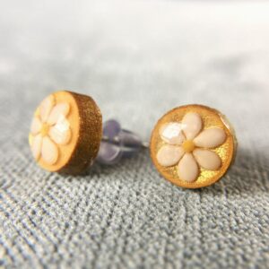 sesame seeds and mustard seed earrings on gold