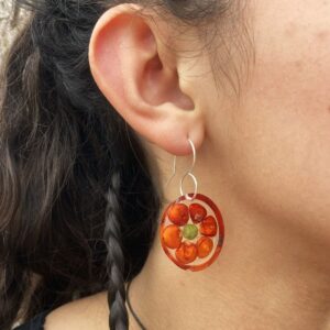 orange corn and split pea earrings