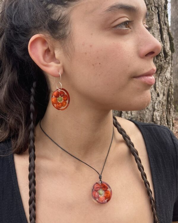 orange corn model orange corn necklace and earrings