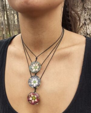 large blossoms pendant necklaces stacked