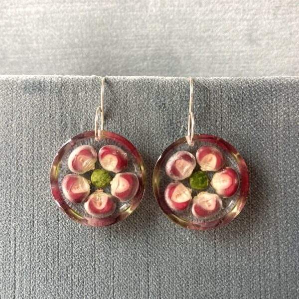 purple pink corn earrings