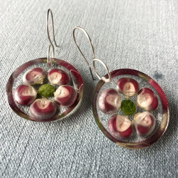 purple pink corn earrings