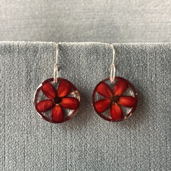 small red corn earrings