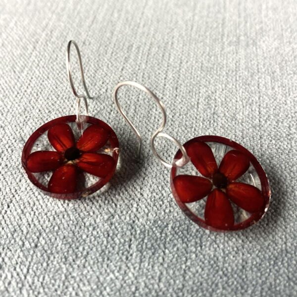 small red corn earrings