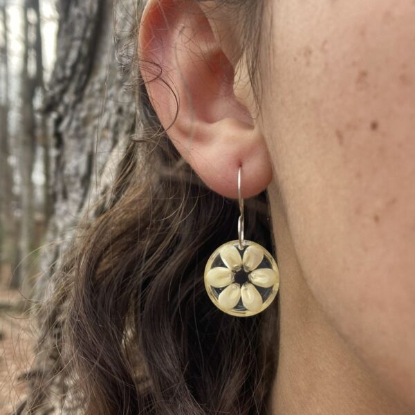 small white corn earrings model white corn earrings