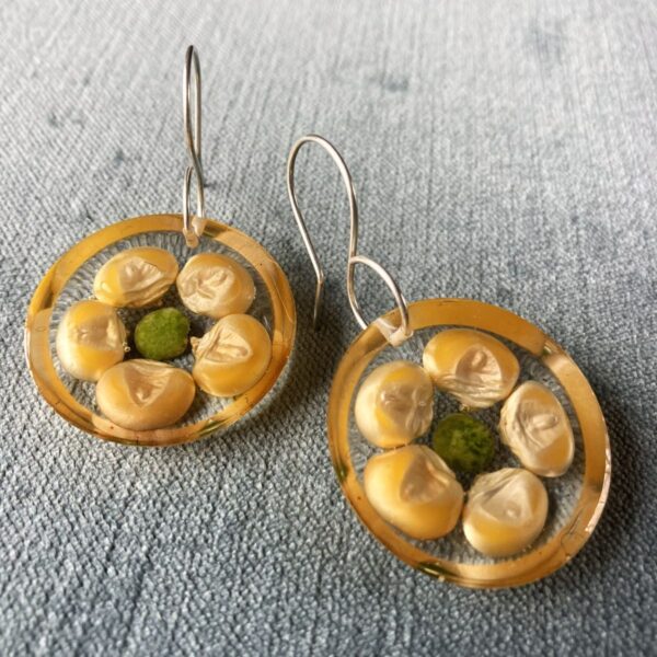 yellow corn earrings 2 yellow corn and split pea earrings
